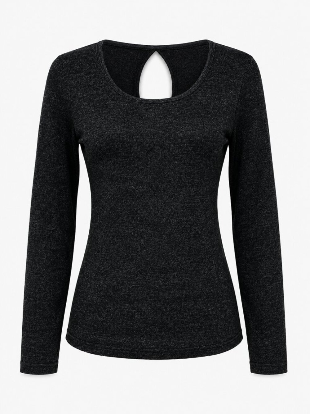 Ann Taylor Petite Black Metallic Shimmer Keyhole Sweater SP